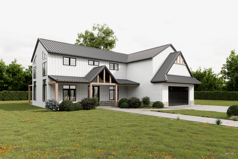 Architectural House Design - Exterior - Front Elevation 3 for Barndominium House Plan #1112-1 - 4 bed, 3.5 bath