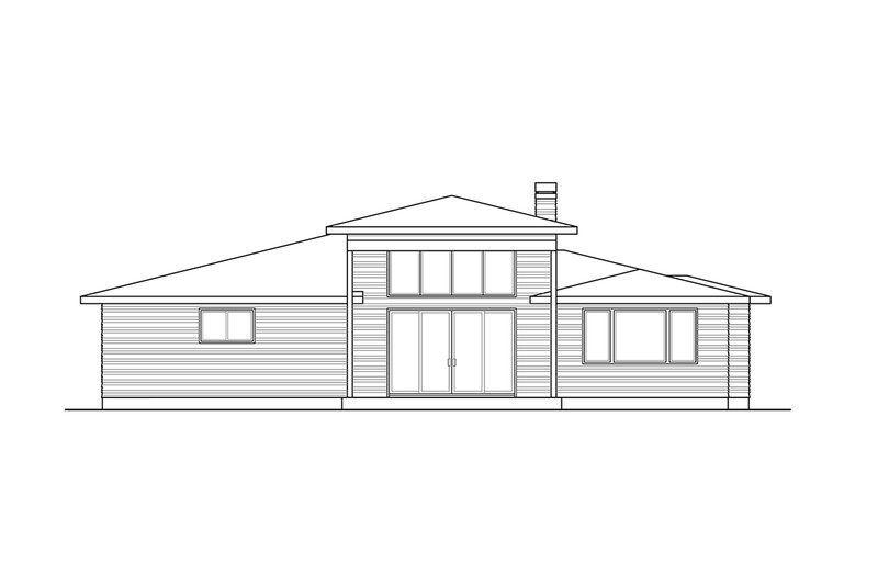House Plan Design - Exterior - Rear Elevation for Prairie House Plan #124-1344 - 3 bed, 2.5 bath