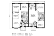 European Style House Plan - 2 Beds 1 Baths 865 Sq/Ft Plan #138-390 