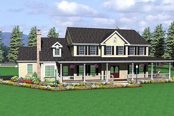 Exterior - Front Elevation for Farmhouse House Plan #75-102 - 4 bed, 2.5 bath