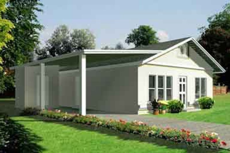 House Blueprint - Adobe / Southwestern Exterior - Front Elevation Plan #1-1058
