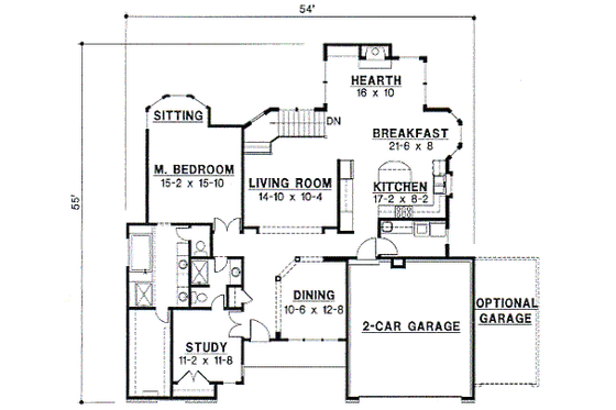Floor Plan - Main Floor for Traditional House Plan #67-248 - 4 bed, 3 bath