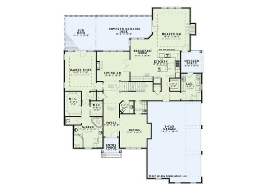 Floor Plan - Main Floor for European House Plan #17-444 - 4 bed, 4.5 bath