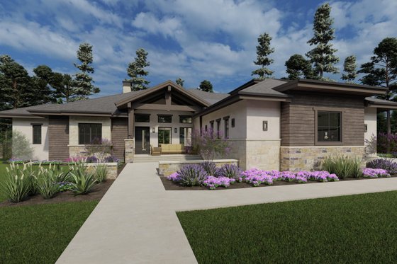 Exterior - Front Elevation 3 for Contemporary House Plan #1069-31 - 5 bed, 5.5 bath