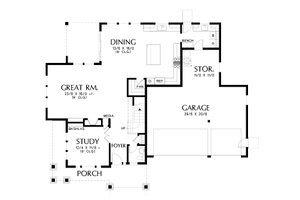 Floor Plan - Main Floor for Craftsman House Plan #48-1002 - 3 bed, 2.5 bath