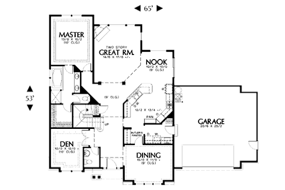 Floor Plan - Main Floor for Traditional House Plan #48-326 - 3 bed, 2.5 bath