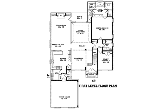 Floor Plan - Main Floor for European House Plan #81-1573 - 3 bed, 3.5 bath