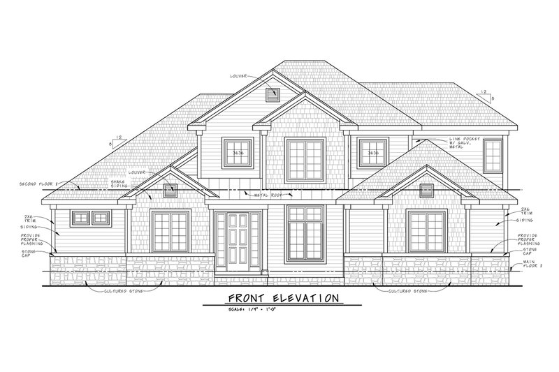 Architectural House Design - Exterior - Front Elevation 3 for Modern House Plan #20-2663 - 4 bed, 4.5 bath