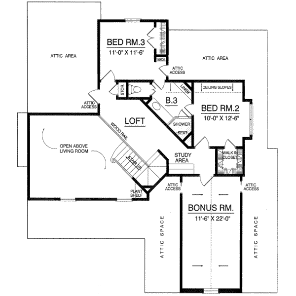 Architectural House Design - Country Floor Plan - Upper Floor Plan #40-329