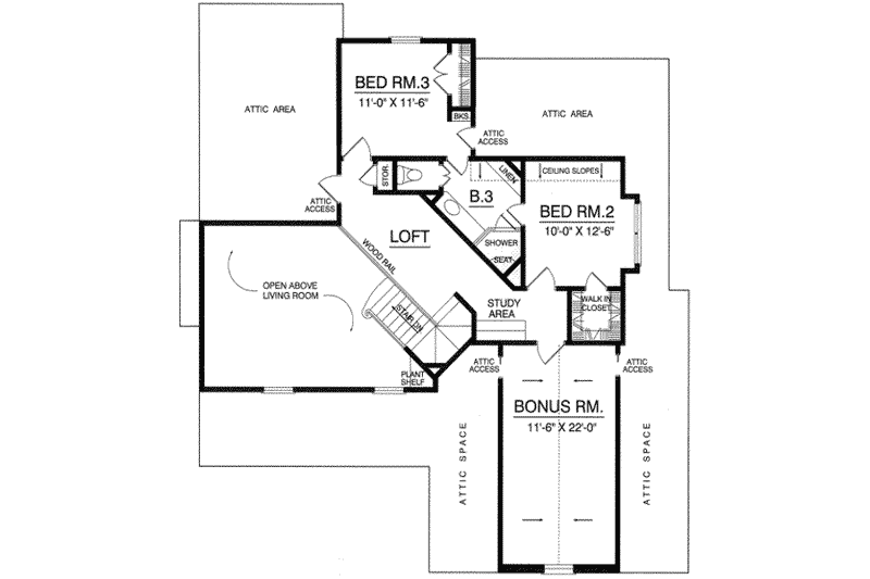 Home Plan - Floor Plan - Upper Floor for Country House Plan #40-329 - 3 bed, 2.5 bath