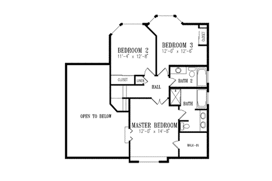 Floor Plan - Upper Floor for Adobe / Southwestern House Plan #1-411 - 4 bed, 3 bath