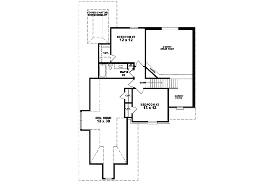 Floor Plan - Upper Floor for European House Plan #81-750 - 3 bed, 2.5 bath