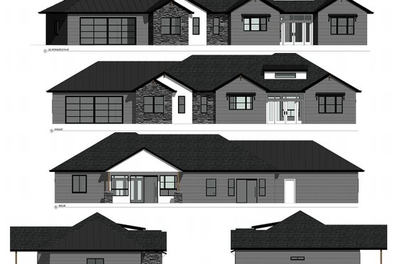 Exterior - Other Elevation 2 for Ranch House Plan #1077-4 - 3 bed, 2 bath
