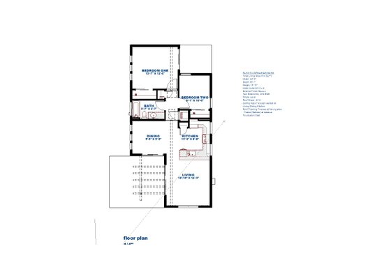 Floor Plan - Main Floor for Contemporary House Plan #1126-5 - 2 bed, 1 bath