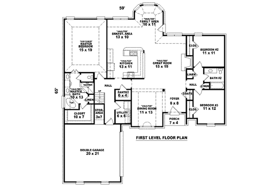 Floor Plan - Main Floor for European House Plan #81-1556 - 3 bed, 2 bath
