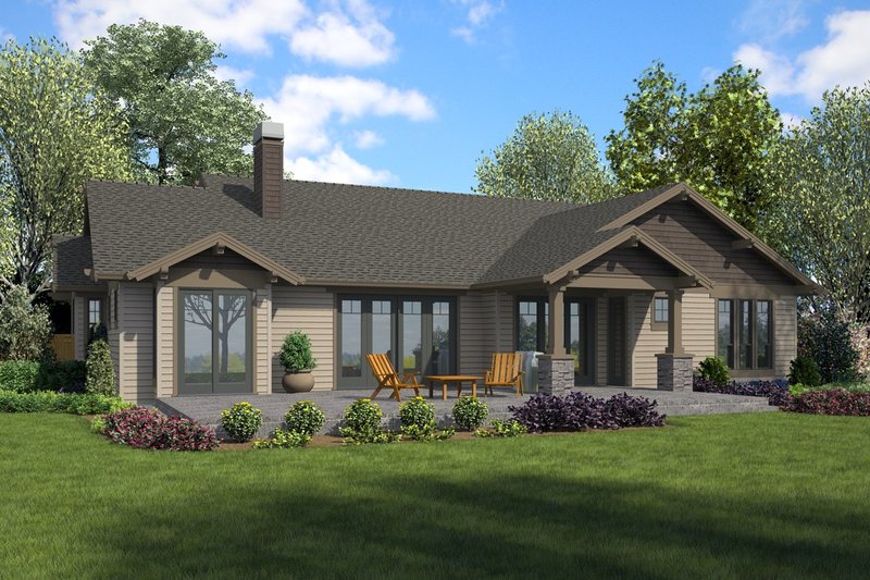 House Blueprint - Exterior - Rear Elevation for Craftsman House Plan #48-989 - 3 bed, 3.5 bath