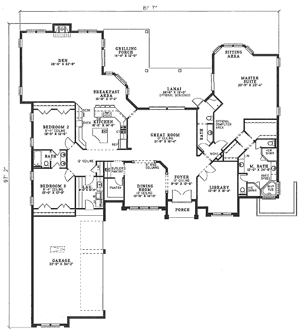 Dream House Plan - Mediterranean Floor Plan - Main Floor Plan #17-1136
