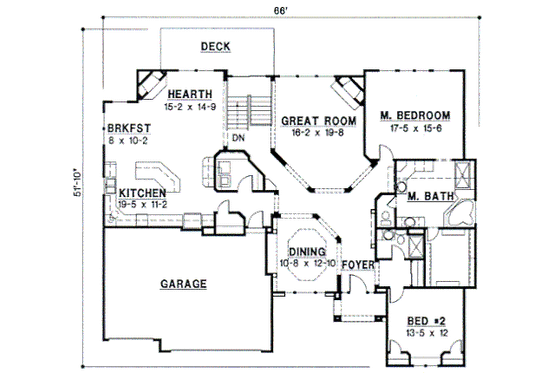 Floor Plan - Main Floor for European House Plan #67-686 - 3 bed, 3 bath