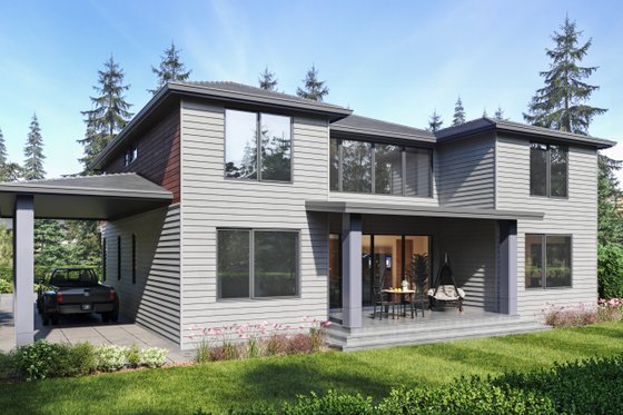 Exterior - Rear Elevation for Contemporary House Plan #1066-275 - 5 bed, 4.5 bath
