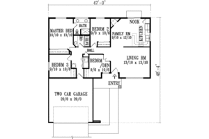 Floor Plan - Main Floor for Adobe / Southwestern House Plan #1-1080 - 4 bed, 2 bath