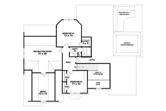 Floor Plan - Upper Floor for European House Plan #81-1037 - 4 bed, 3.5 bath