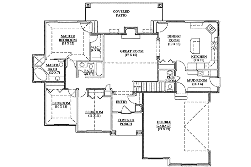 Home Plan - Floor Plan - Main Floor for Traditional House Plan #5-115 - 3 bed, 2.5 bath