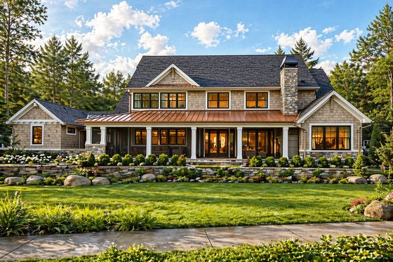 Exterior - Rear Elevation for Craftsman House Plan #928-321 - 4 bed, 6.5 bath