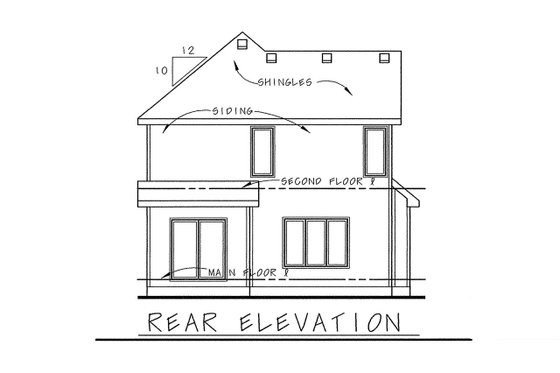 Exterior - Rear Elevation for Traditional House Plan #20-1789 - 3 bed, 3 bath