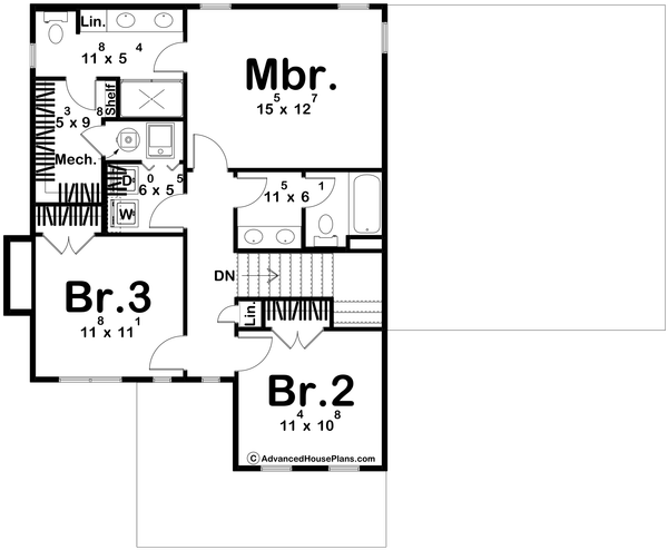 Dream House Plan - Traditional Floor Plan - Upper Floor Plan #455-741
