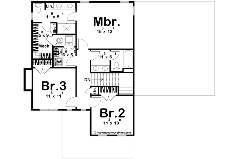 Architectural House Design - Floor Plan - Upper Floor for Traditional House Plan #455-741 - 3 bed, 2.5 bath