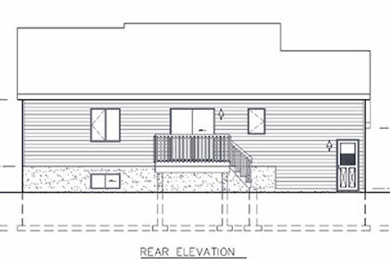 Exterior - Rear Elevation for Ranch House Plan #25-1122 - 2 bed, 1 bath