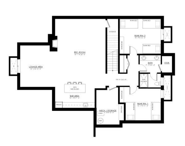 Farmhouse Floor Plan - Lower Floor Plan #1114-85