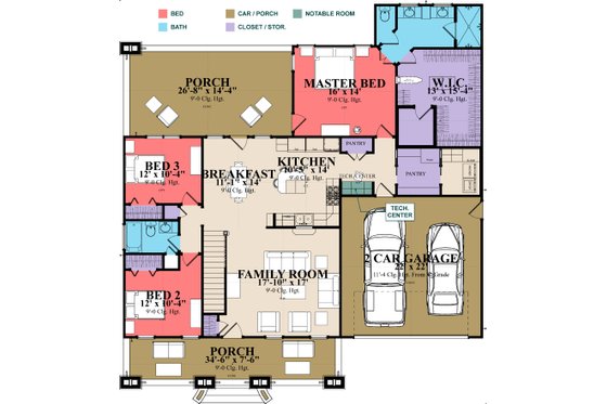 Floor Plan - Main Floor for Country House Plan #63-397 - 4 bed, 3 bath