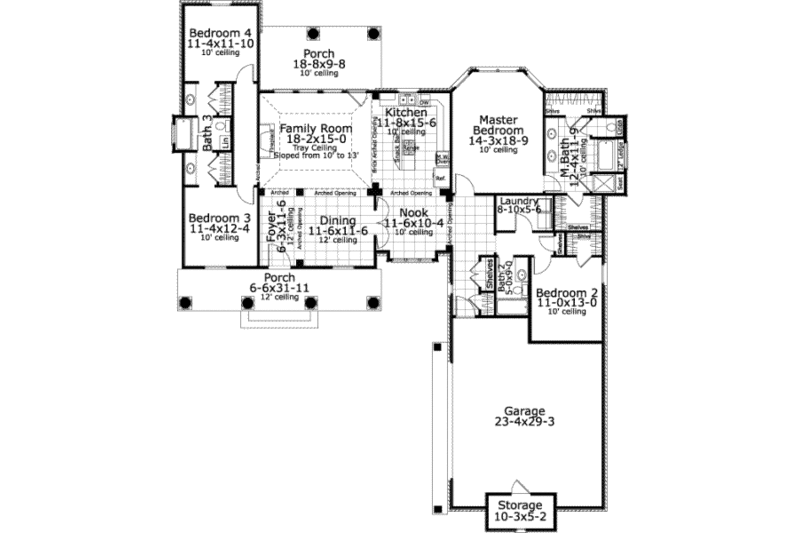 Dream House Plan - Floor Plan - Main Floor for Southern House Plan #406-300 - 4 bed, 3 bath