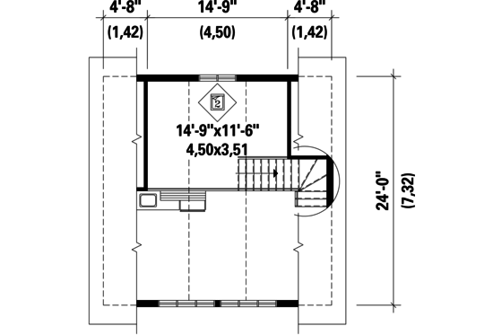 Floor Plan - Upper Floor for Cabin House Plan #25-4588 - 2 bed, 1 bath