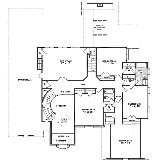 European Floor Plan - Upper Floor Plan #81-409