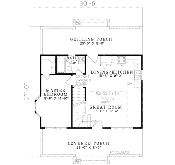House Plan Design - Cottage Floor Plan - Main Floor Plan #17-2139