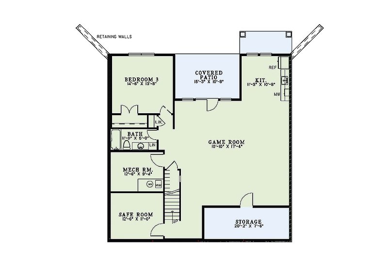 Architectural House Design - Floor Plan - Lower Floor for Craftsman House Plan #17-2475 - 4 bed, 4 bath