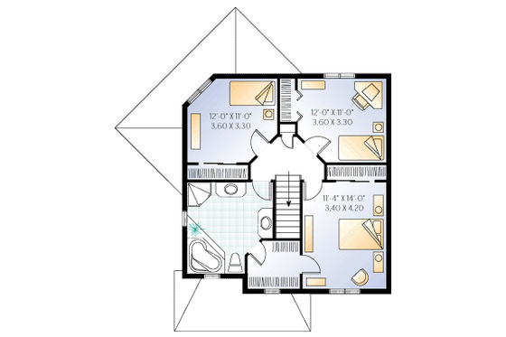 Floor Plan - Upper Floor for Traditional House Plan #23-265 - 3 bed, 2 bath