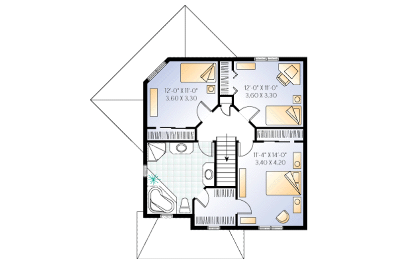 Home Plan - Floor Plan - Upper Floor for Traditional House Plan #23-265 - 3 bed, 2 bath