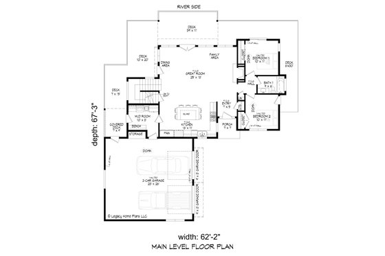 Floor Plan - Main Floor for Modern House Plan #932-719 - 4 bed, 3 bath