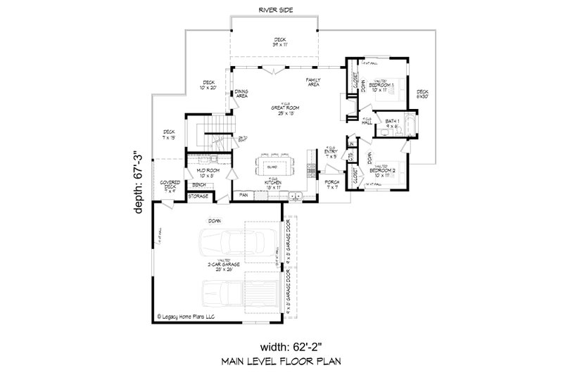 House Plan Design - Floor Plan - Main Floor for Modern House Plan #932-719 - 4 bed, 3 bath