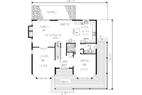Floor Plan - Main Floor for Farmhouse House Plan #3-194 - 4 bed, 2.5 bath