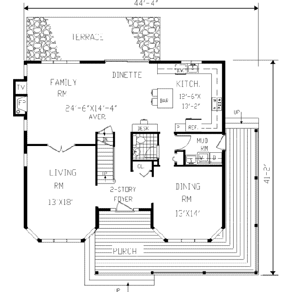 Architectural House Design - Colonial Floor Plan - Main Floor Plan #3-194