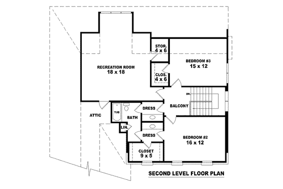 Floor Plan - Upper Floor for European House Plan #81-1488 - 3 bed, 2.5 bath