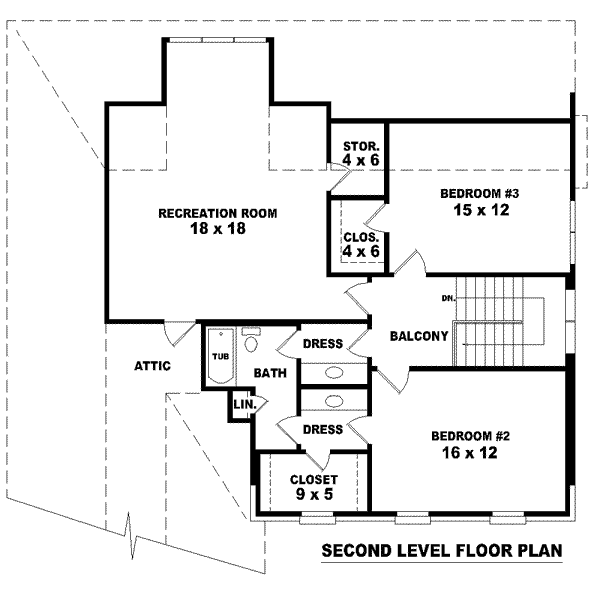 Floor Plan - Upper Floor for European House Plan #81-1488 - 3 bed, 2.5 bath
