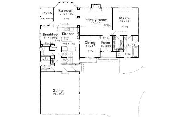 Floor Plan - Main Floor for European House Plan #41-152 - 3 bed, 2.5 bath