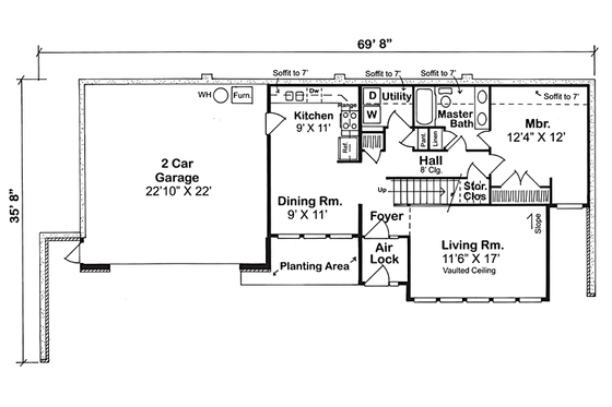 Floor Plan - Main Floor for Ranch House Plan #312-769 - 3 bed, 2 bath