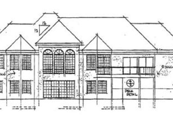 Exterior - Rear Elevation for European House Plan #51-172 - 3 bed, 3.5 bath