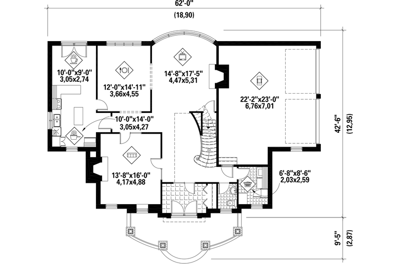 Dream House Plan - Floor Plan - Main Floor for European House Plan #25-4790 - 4 bed, 3 bath
